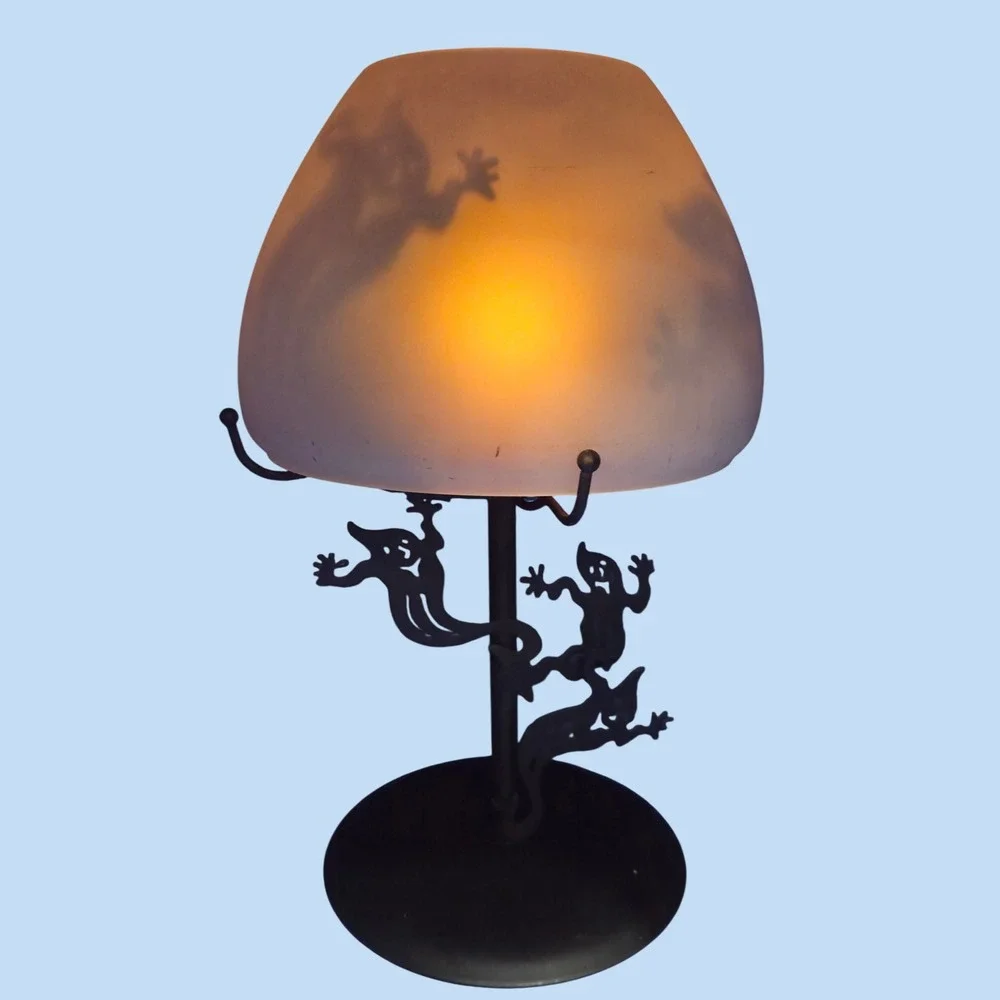 PartyLite Vintage Shadow Dancer Ghost Tealight Lamp Frosted Glass Shade Retrired